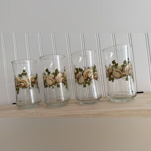 Four Vintage Mushroom Glasses Franco Tumbler Juice Iced Tea Water 1970s Libbey